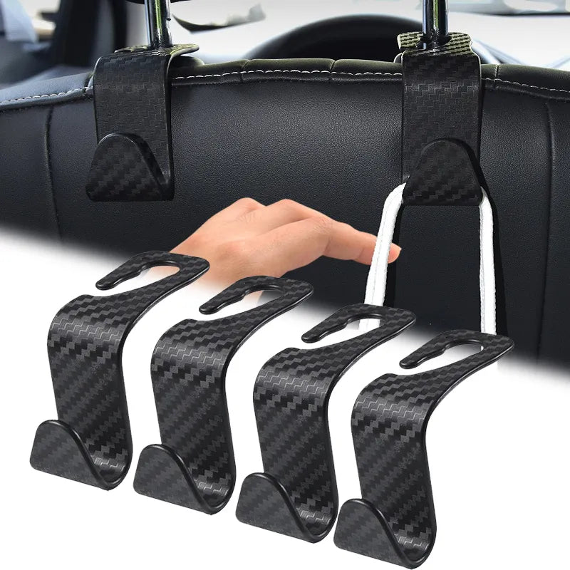 4Pcs Carbon Fibre Hook Car Seat